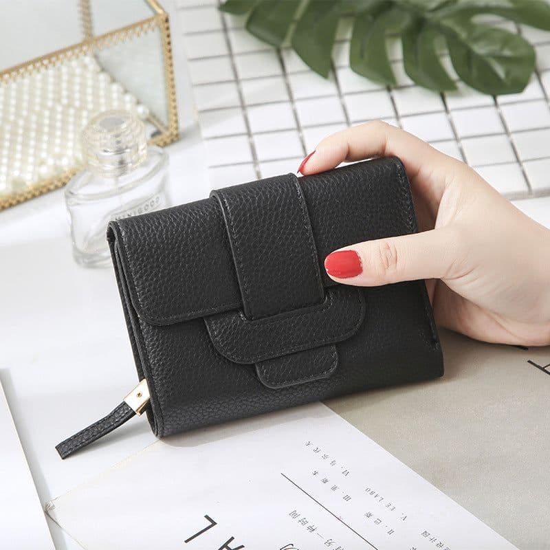 image-2022 new women's short wallet Korean version fashion lychee pattern wallet student three-fold cute coin purse wholesale