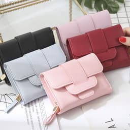 image-2022 new women's short wallet Korean version fashion lychee pattern wallet student three-fold cute coin purse wholesale