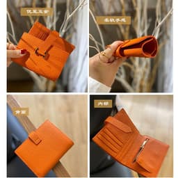 image-Wholesale wallet women's short leather folding wallet coin purse multi-function driver's license card holder large-capacity multi-card slot
