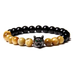 image-Cross-border Explosion Natural Tiger Eye Stone Bracelet Gem Beads Micro Inlay Zircon Wolf Head Beads Men's Foreign Trade Jewelry