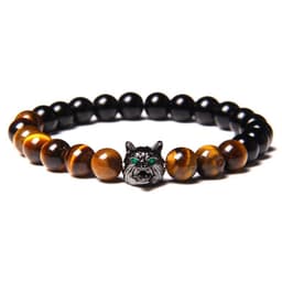 image-Cross-border Explosion Natural Tiger Eye Stone Bracelet Gem Beads Micro Inlay Zircon Wolf Head Beads Men's Foreign Trade Jewelry