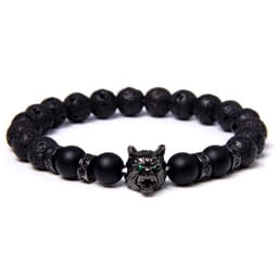 image-Cross-border Explosion Natural Tiger Eye Stone Bracelet Gem Beads Micro Inlay Zircon Wolf Head Beads Men's Foreign Trade Jewelry