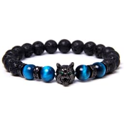 image-Cross-border Explosion Natural Tiger Eye Stone Bracelet Gem Beads Micro Inlay Zircon Wolf Head Beads Men's Foreign Trade Jewelry