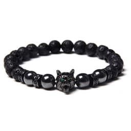 image-Cross-border Explosion Natural Tiger Eye Stone Bracelet Gem Beads Micro Inlay Zircon Wolf Head Beads Men's Foreign Trade Jewelry