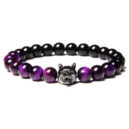 image-Cross-border Explosion Natural Tiger Eye Stone Bracelet Gem Beads Micro Inlay Zircon Wolf Head Beads Men's Foreign Trade Jewelry