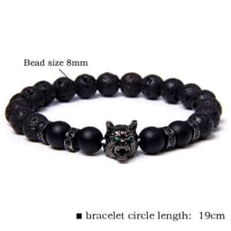 image-Cross-border Explosion Natural Tiger Eye Stone Bracelet Gem Beads Micro Inlay Zircon Wolf Head Beads Men's Foreign Trade Jewelry