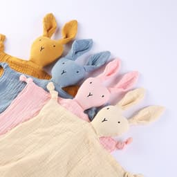 image-Cotton double gauze baby saliva towel sleeping bag blanket doll baby comfort towel can be imported rabbit blanket