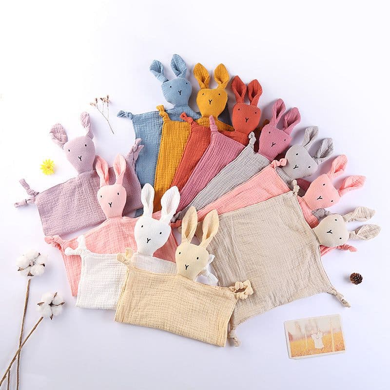 image-Cotton double gauze baby saliva towel sleeping bag blanket doll baby comfort towel can be imported rabbit blanket