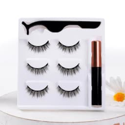 image-Magnetic eyeliner liquid false eyelashes three-dimensional curling thick eyelashes chemical fiber simulation pure handmade magnet false eyelashes