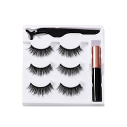image-Magnetic eyeliner liquid false eyelashes three-dimensional curling thick eyelashes chemical fiber simulation pure handmade magnet false eyelashes