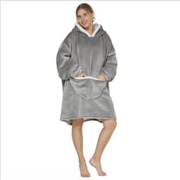 image-Lazy blanket composite lamb velvet pullover flannel sweater warm clothes hooded lazy clothes outdoor warm pajamas