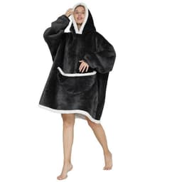image-Lazy blanket composite lamb velvet pullover flannel sweater warm clothes hooded lazy clothes outdoor warm pajamas