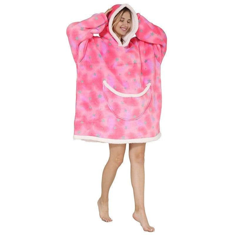 image-Lazy blanket composite lamb velvet pullover flannel sweater warm clothes hooded lazy clothes outdoor warm pajamas