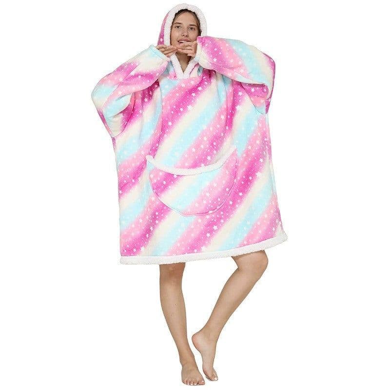 image-Lazy blanket composite lamb velvet pullover flannel sweater warm clothes hooded lazy clothes outdoor warm pajamas