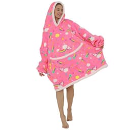 image-Lazy blanket composite lamb velvet pullover flannel sweater warm clothes hooded lazy clothes outdoor warm pajamas