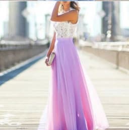 image-2020 European and American new lace stitching chiffon maxi dress dress skirt 5 colors and 5 yards in stock