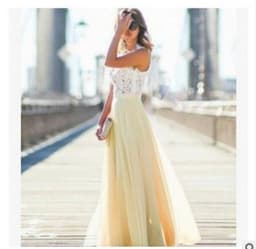 image-2020 European and American new lace stitching chiffon maxi dress dress skirt 5 colors and 5 yards in stock