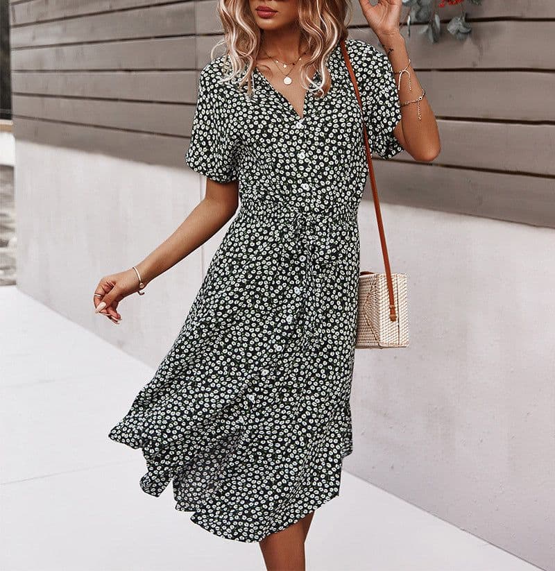 image-2022 dress Amazon independent station AliExpress wish leisure holiday style spring and summer sexy big swing skirt