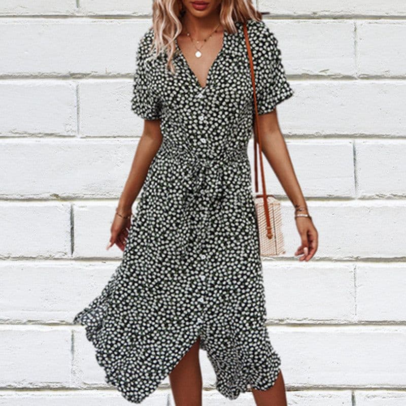 image-2022 dress Amazon independent station AliExpress wish leisure holiday style spring and summer sexy big swing skirt