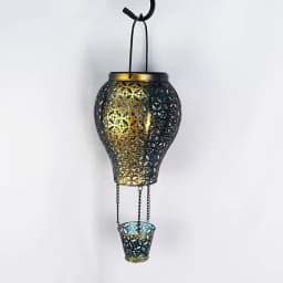 image-Outdoor new solar wrought iron lantern hollow hot air balloon landscape garden light outdoor garden decoration flood light