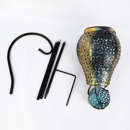 image-Outdoor new solar wrought iron lantern hollow hot air balloon landscape garden light outdoor garden decoration flood light
