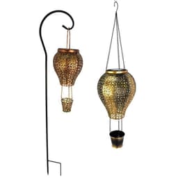 image-Outdoor new solar wrought iron lantern hollow hot air balloon landscape garden light outdoor garden decoration flood light