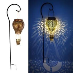 image-Outdoor new solar wrought iron lantern hollow hot air balloon landscape garden light outdoor garden decoration flood light