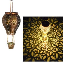 image-Outdoor new solar wrought iron lantern hollow hot air balloon landscape garden light outdoor garden decoration flood light
