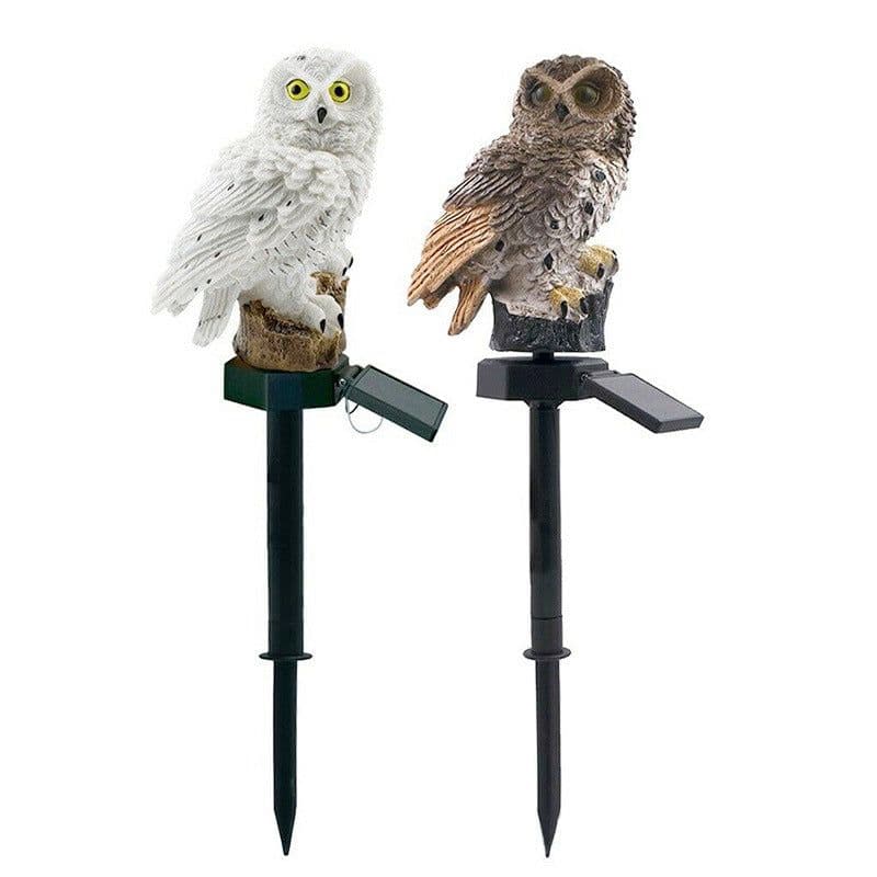 image-Amazon Hot Selling Owl Solar Lawn Light Resin Floor Plug Light Waterproof Garden Decoration Landscape Light