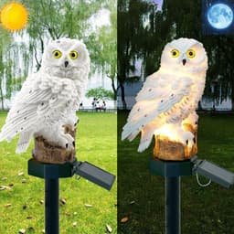 image-Amazon Hot Selling Owl Solar Lawn Light Resin Floor Plug Light Waterproof Garden Decoration Landscape Light