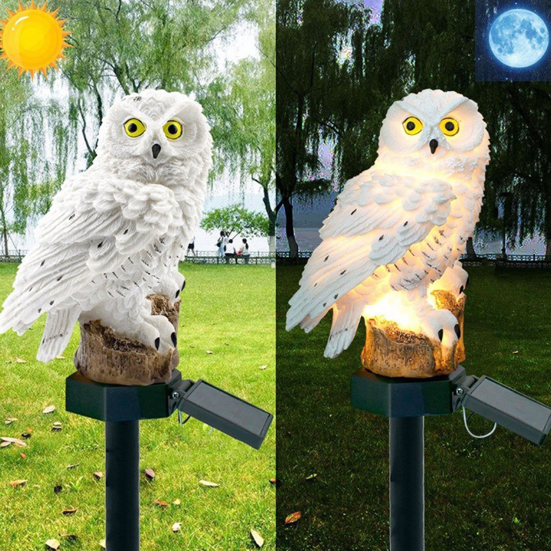 image-Amazon Hot Selling Owl Solar Lawn Light Resin Floor Plug Light Waterproof Garden Decoration Landscape Light