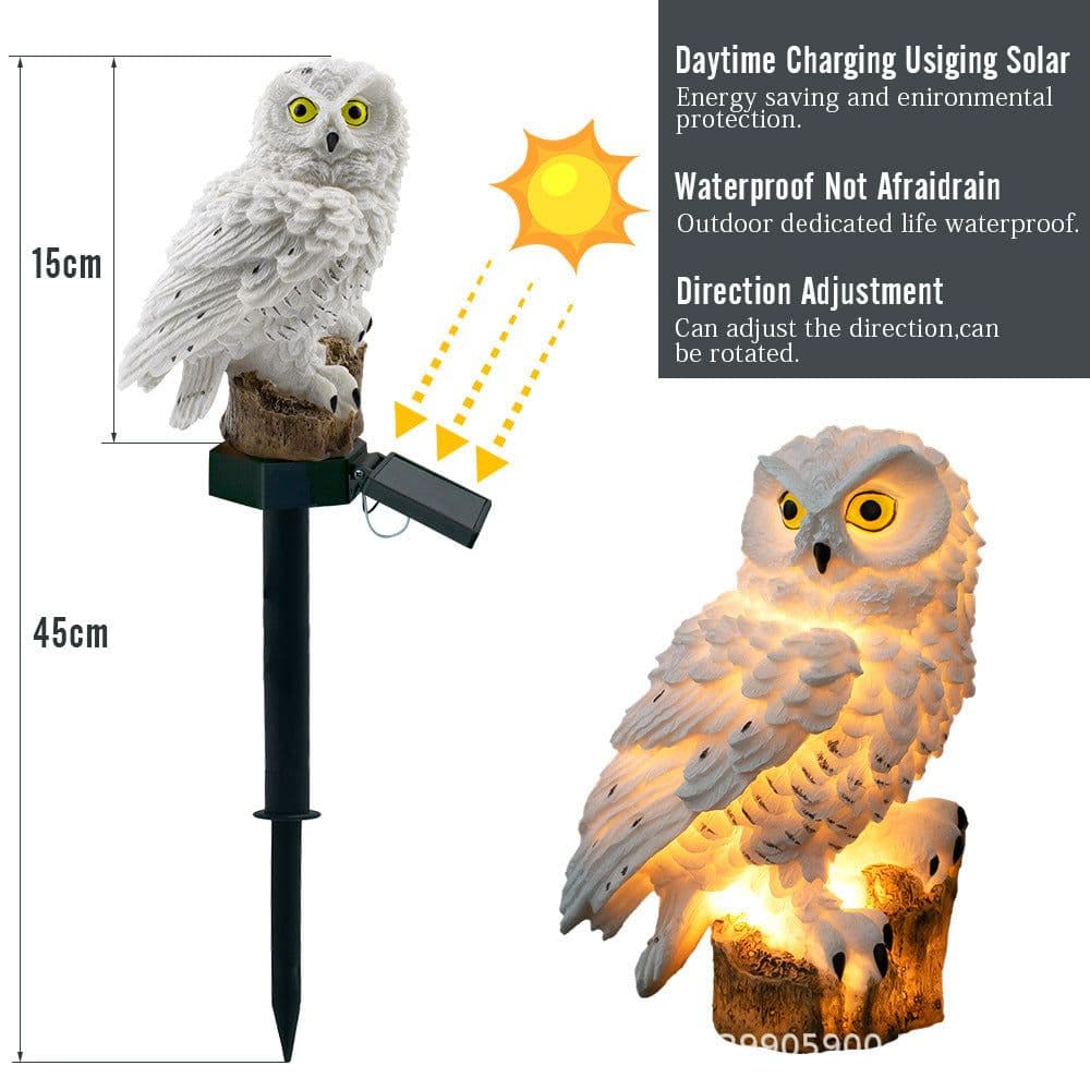 image-Amazon Hot Selling Owl Solar Lawn Light Resin Floor Plug Light Waterproof Garden Decoration Landscape Light