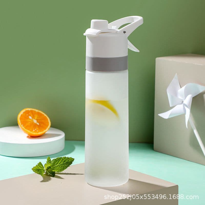 image-Spray water cup small fresh water cooling portable sports outdoor plastic water bottle summer student military training cup