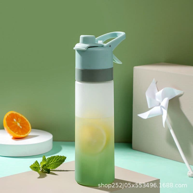 image-Spray water cup small fresh water cooling portable sports outdoor plastic water bottle summer student military training cup