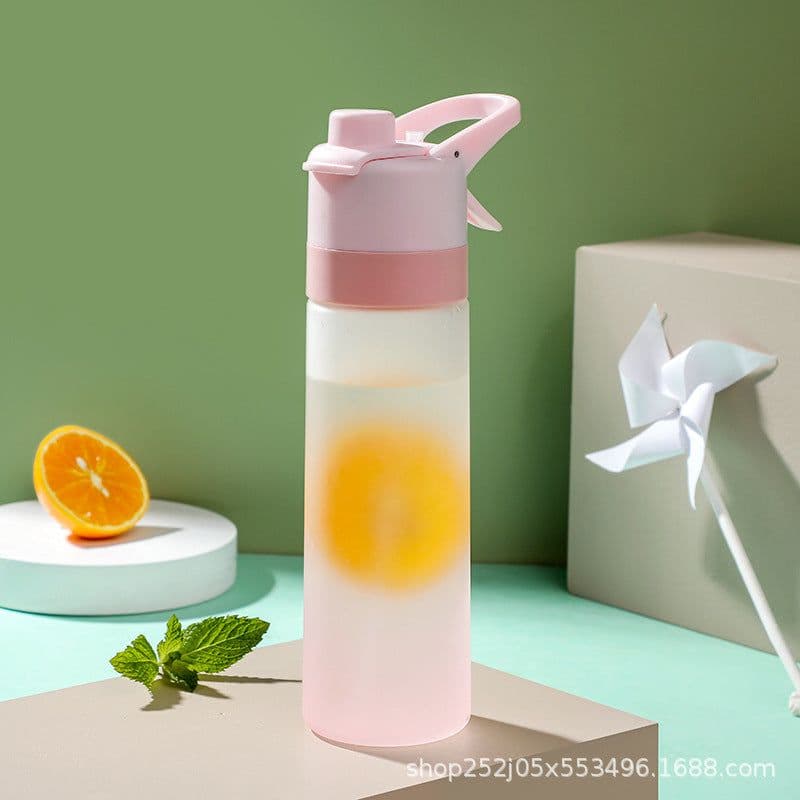 image-Spray water cup small fresh water cooling portable sports outdoor plastic water bottle summer student military training cup
