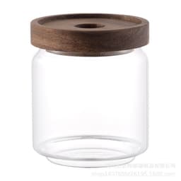 image-Japanese-style acacia wood lid sealing jar Gao Peng silicon transparent glass storage jar storage jar candy jar wholesale can logo
