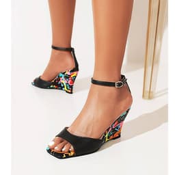 image-Color wedge shoes with fish mouth sandals British new foreign trade shoes