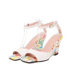image-Color wedge shoes with fish mouth sandals British new foreign trade shoes