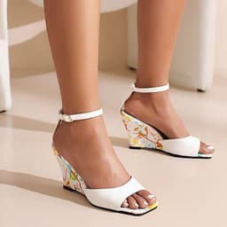 image-Color wedge shoes with fish mouth sandals British new foreign trade shoes