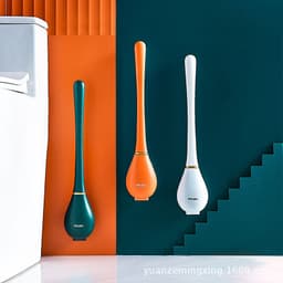 image-Toilet refresh broke the news without dead angle home toilet brush wall-mounted creative automatic opening and closing light luxury silicone toilet brush