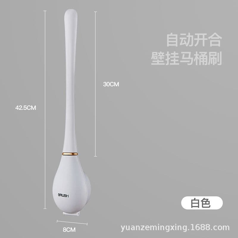 image-Toilet refresh broke the news without dead angle home toilet brush wall-mounted creative automatic opening and closing light luxury silicone toilet brush