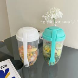 image-Little Red Book Breakfast Salad Cup Mason Cup With Spoon Cover Yogurt Cup Milk Portable With Fork Healthy With Cover
