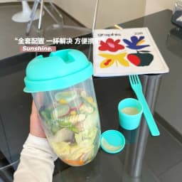 image-Little Red Book Breakfast Salad Cup Mason Cup With Spoon Cover Yogurt Cup Milk Portable With Fork Healthy With Cover
