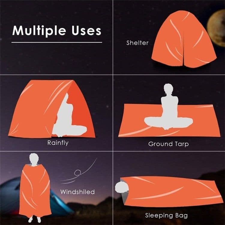 image-Outdoor Life Bivy Emergency Sleeping Bag Thermal Insulation Warm Waterproof Polyester Film Emergency Blanket Camping Lifesaving Equipment