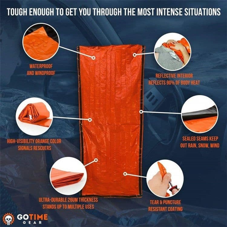 image-Outdoor Life Bivy Emergency Sleeping Bag Thermal Insulation Warm Waterproof Polyester Film Emergency Blanket Camping Lifesaving Equipment