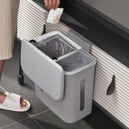 image-New dual-purpose hanging trash can Kitchen cabinet door wall-mounted dry and wet separation trash can Garbage storage basket
