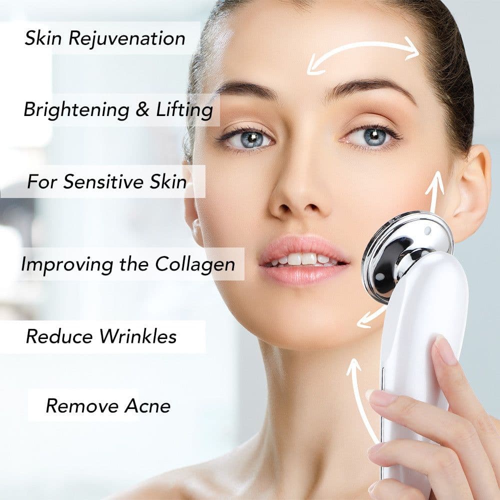 image-The new 7-in-1 EMS micro-current color light vibration LED beauty cleansing import instrument face lift essence import instrument