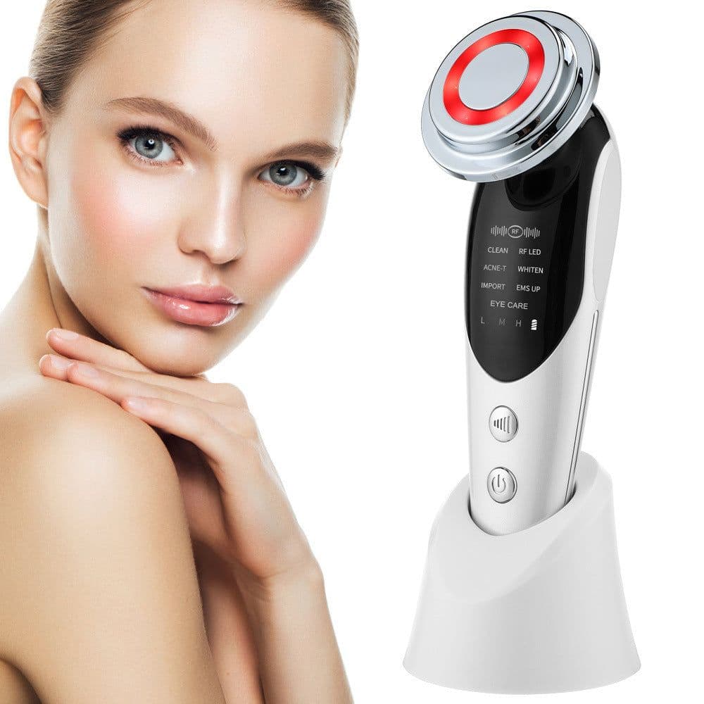 image-The new 7-in-1 EMS micro-current color light vibration LED beauty cleansing import instrument face lift essence import instrument