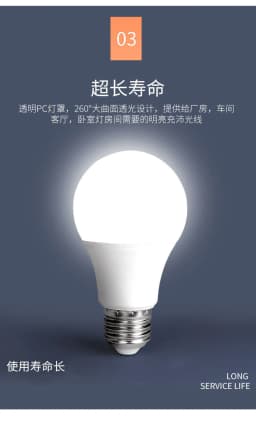image-Factory direct supply super bright LED plastic-clad aluminum E27/B22 bulb lamp household indoor lighting wholesale