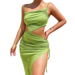 image-New 2022 cross-border summer ebay Amazon wishOL temperament women's slanted shoulder one-step skirt dress
